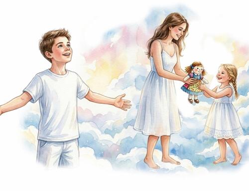 Con búp bê và bông hồng bạch